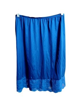 True Vintage Large Maxi Half Slip JC Penney Karessa Large Blue Nylon Lace Trim